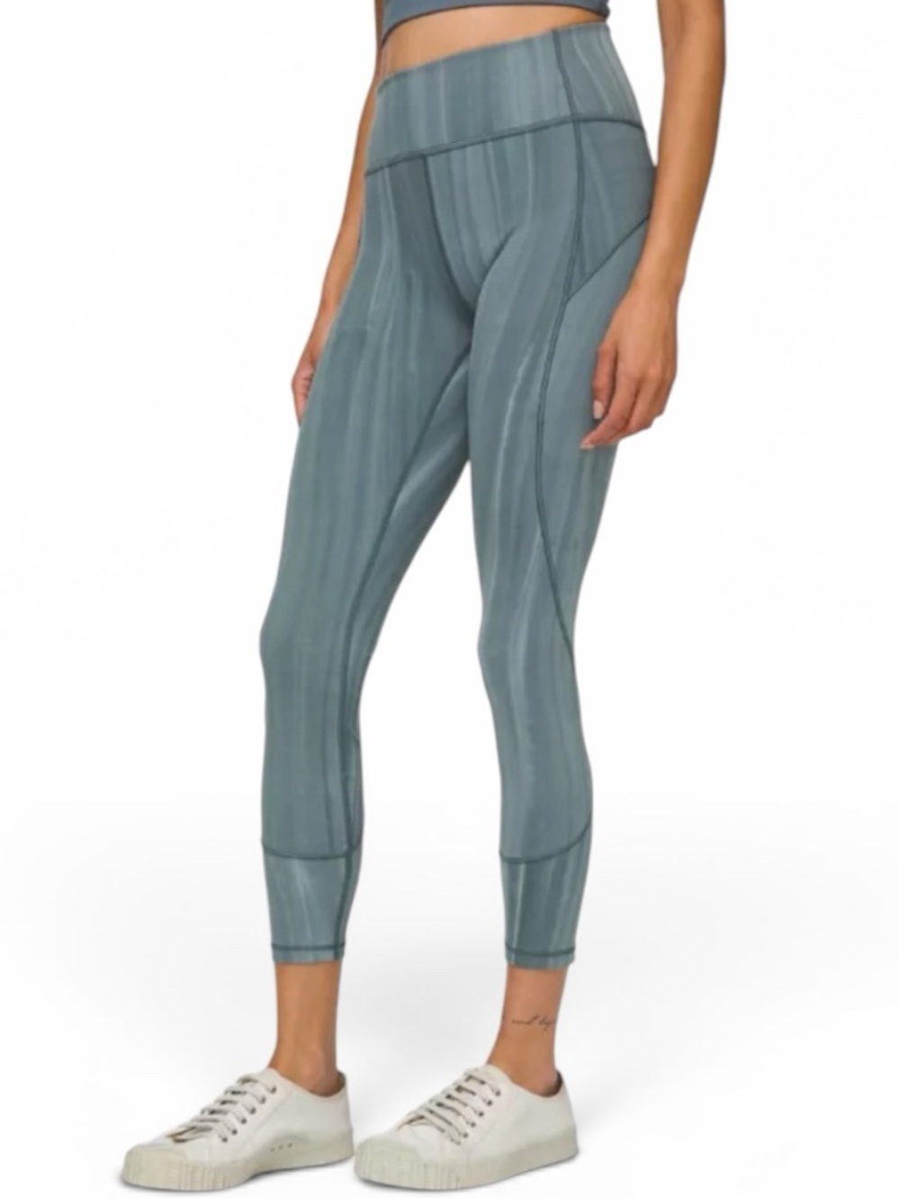Lululemon In Movement Linear Spray Dye White Deep Ocean Tights
